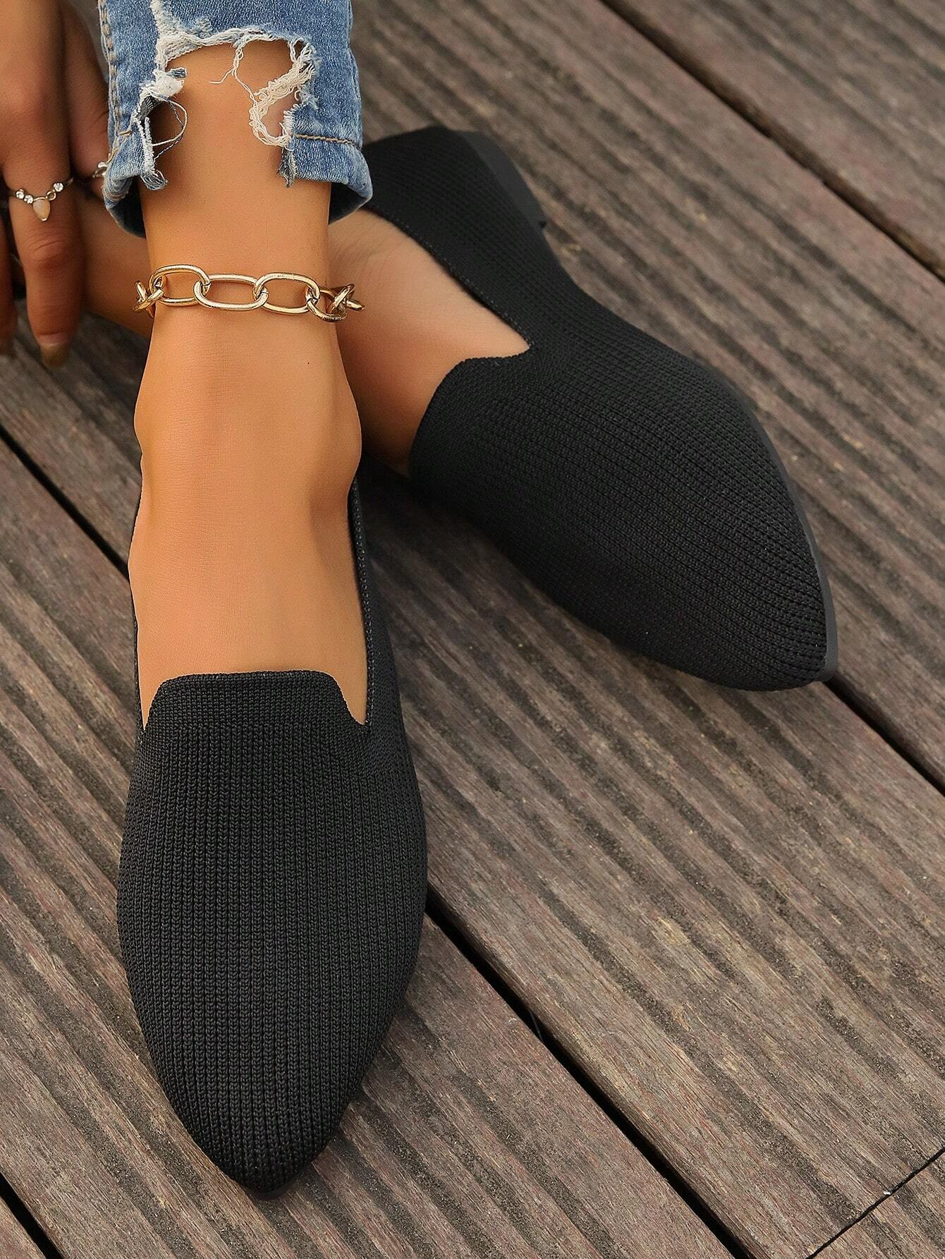 Casual Plain Slip On Flat Heel Shallow Shoes