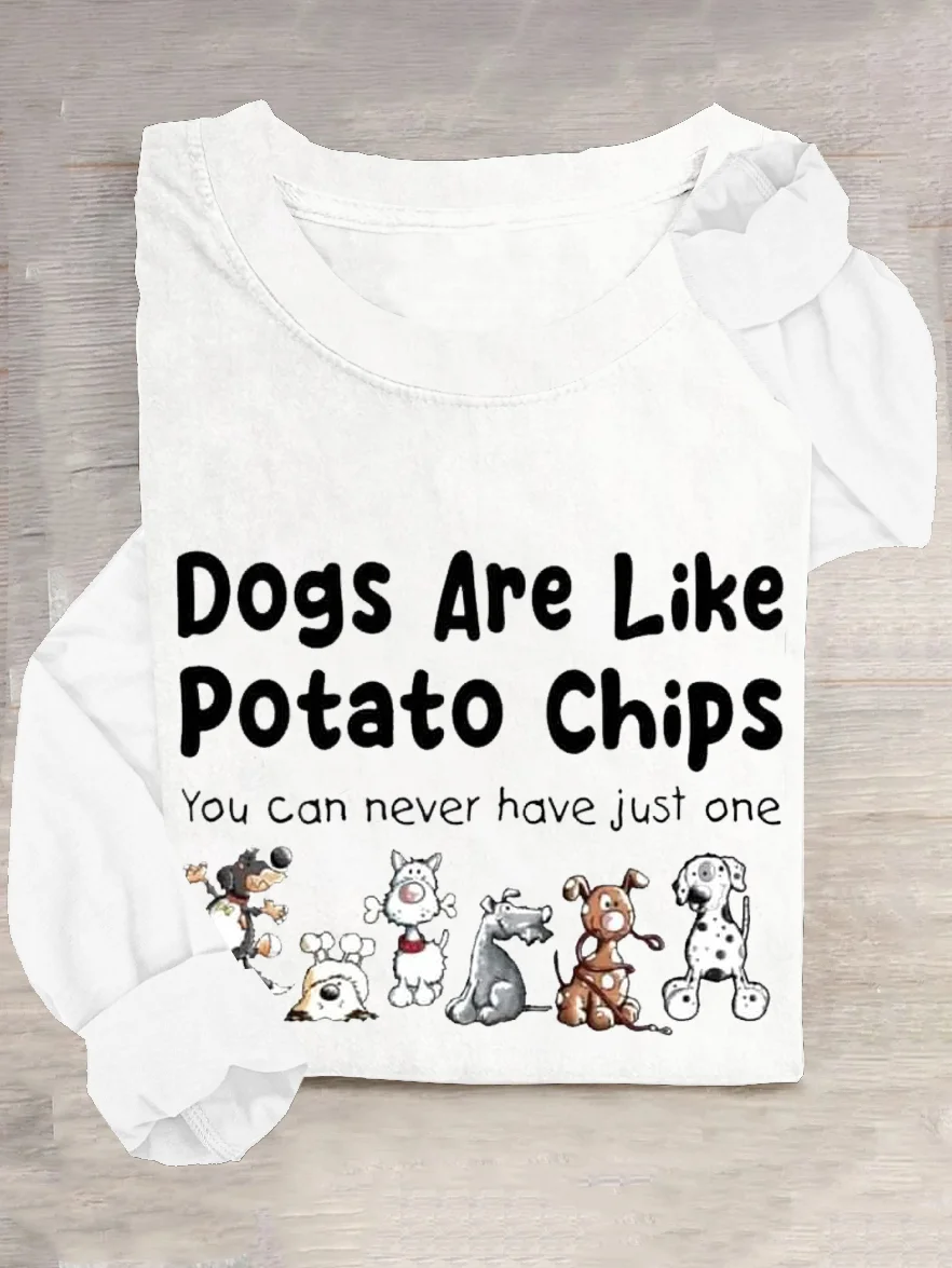 Casual Text Letters Crew Neck Long Sleeve T-shirt