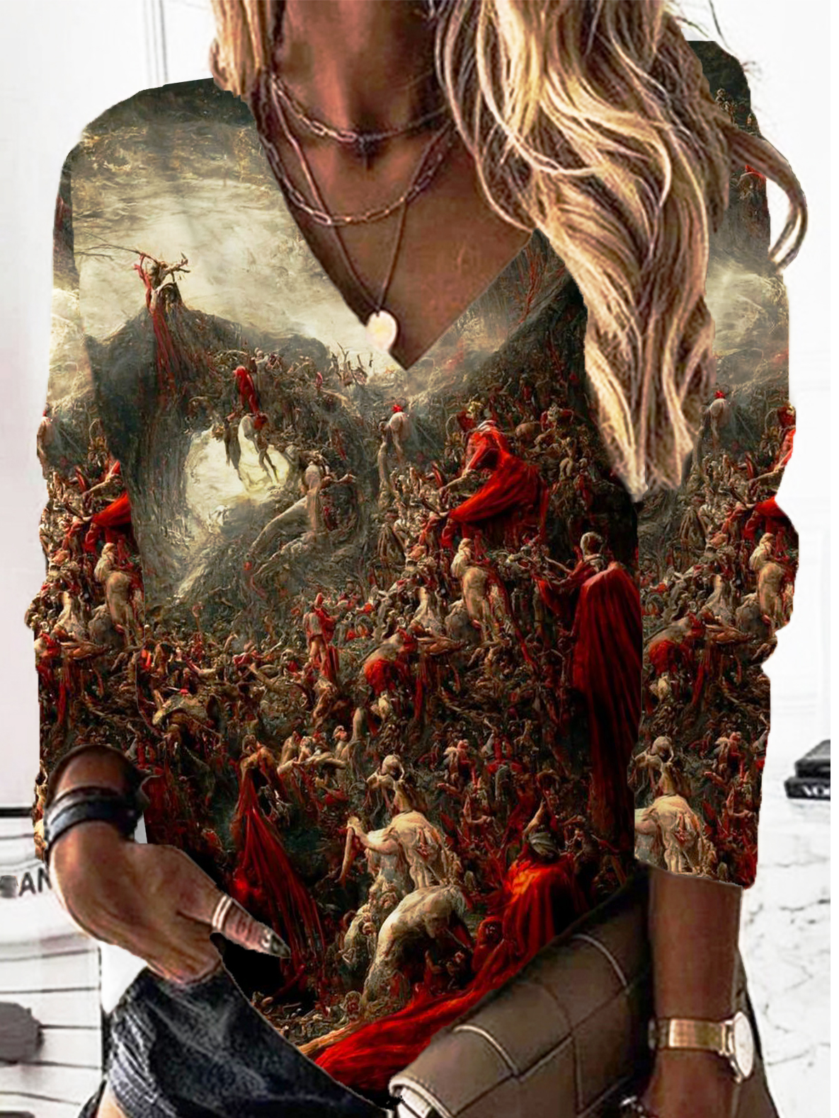 Casual V Neck Halloween Sweatshirt Printing