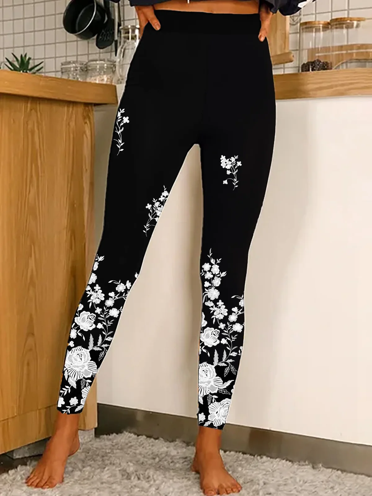 Women Floral Casual All Season Long Leggings