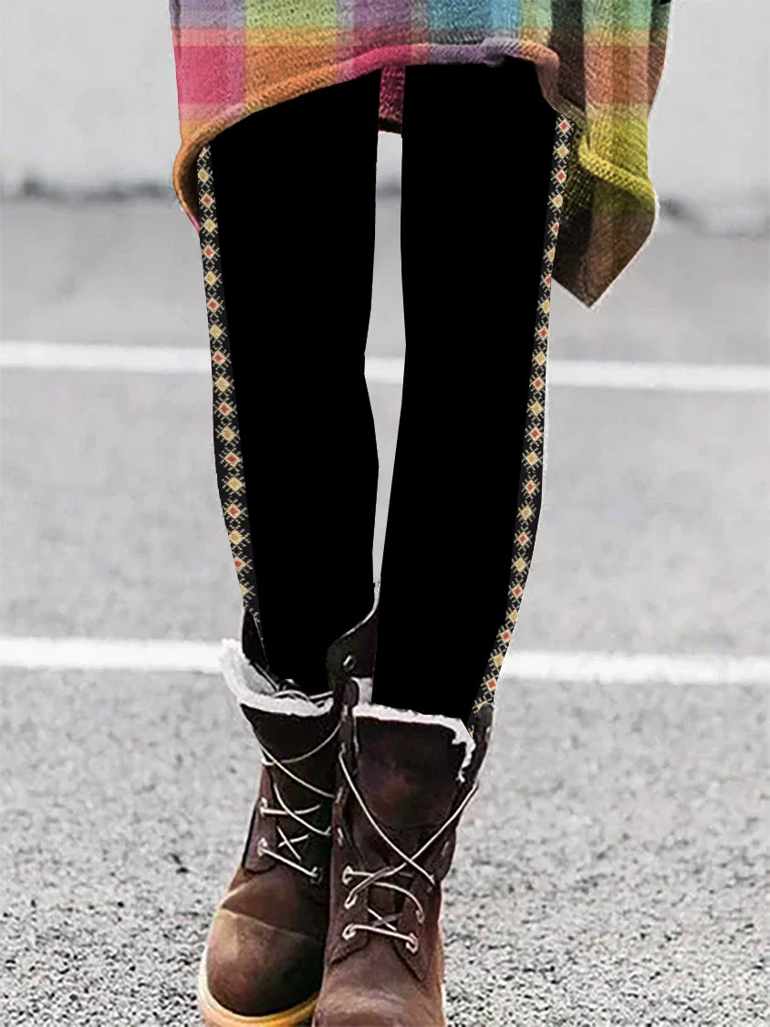 Vintage Ethnic Geometry Long Leggings