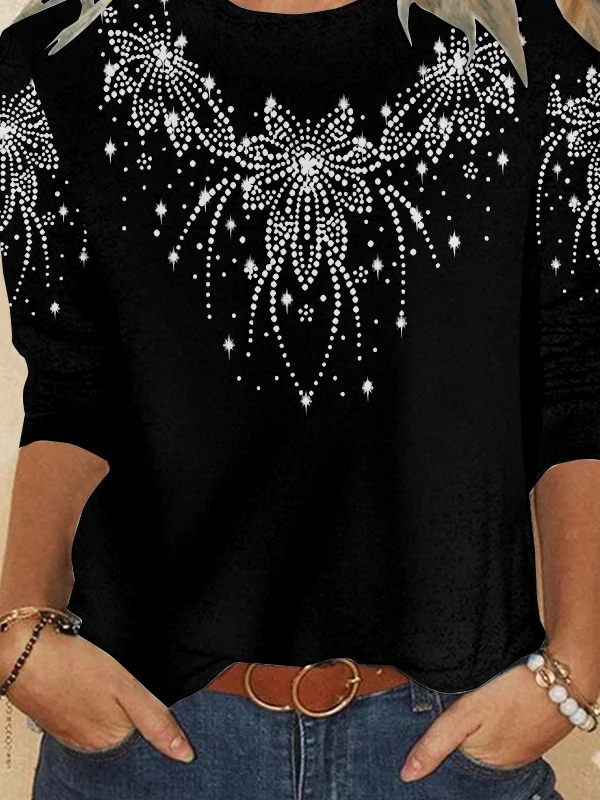 Casual Floral Crew Neck Long Sleeve T-shirt