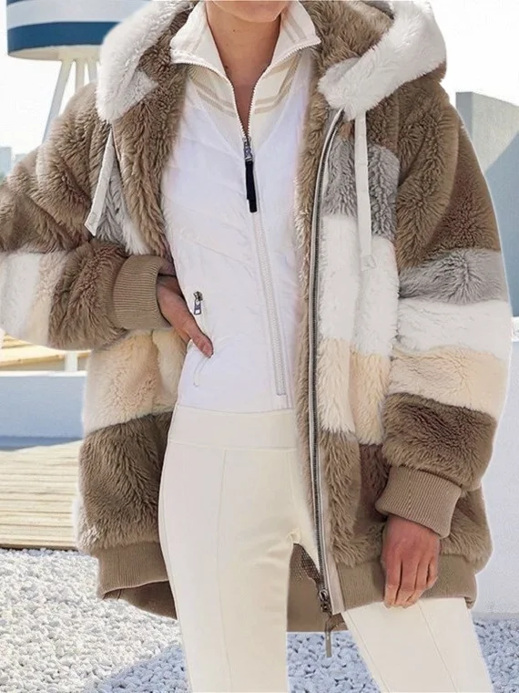 Women's Color Block Regular Loose Jacket