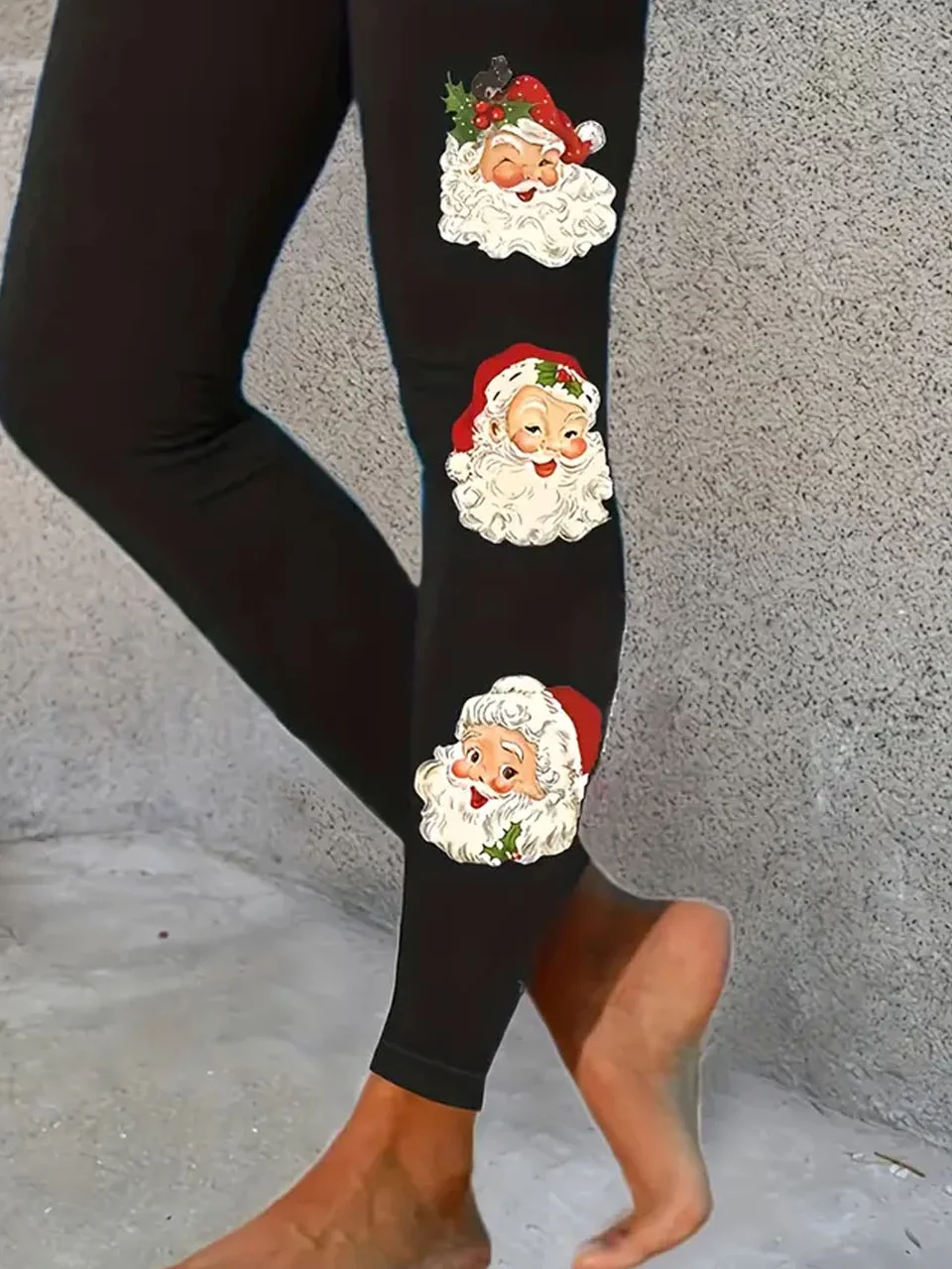 Casual Christmas Santa Claus Skinny Soft Clouds Long Leggings