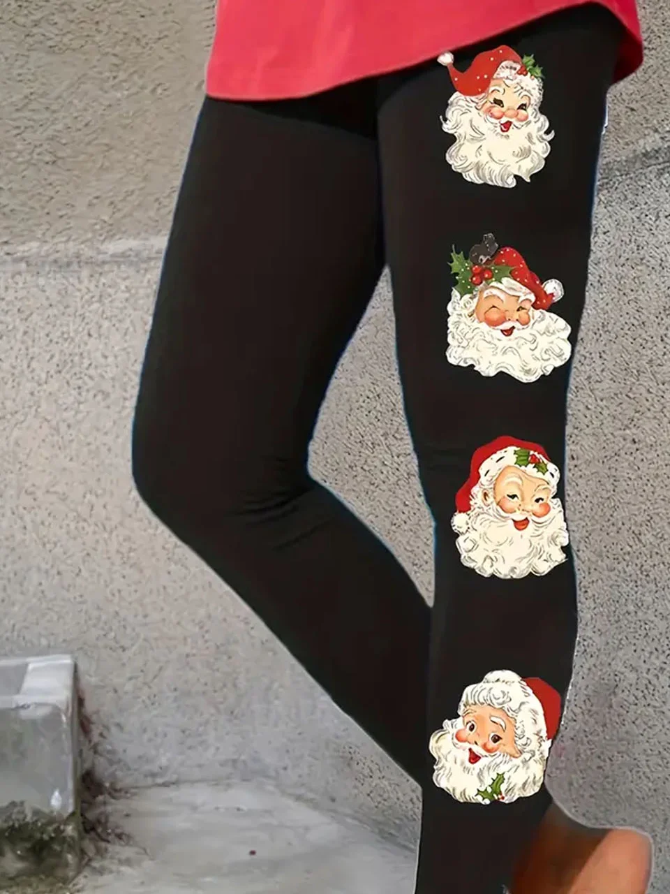 Casual Christmas Santa Claus Skinny Soft Clouds Long Leggings