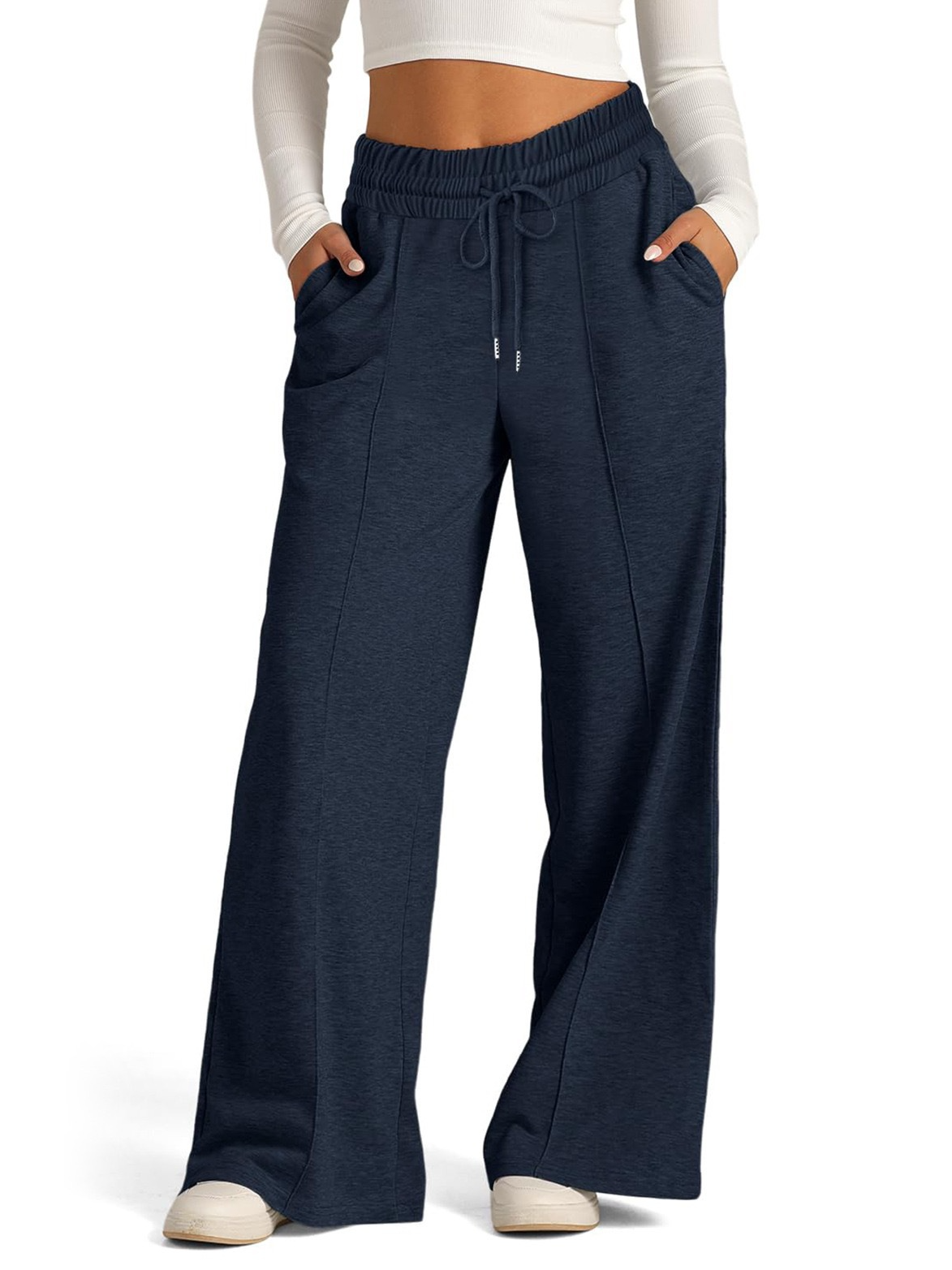 Women Casual Plain Loose Long Pants