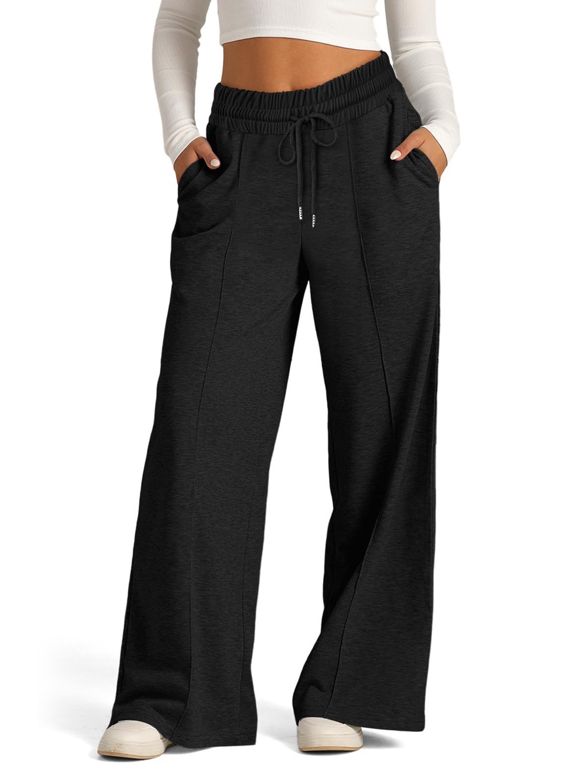 Women Casual Plain Loose Long Pants