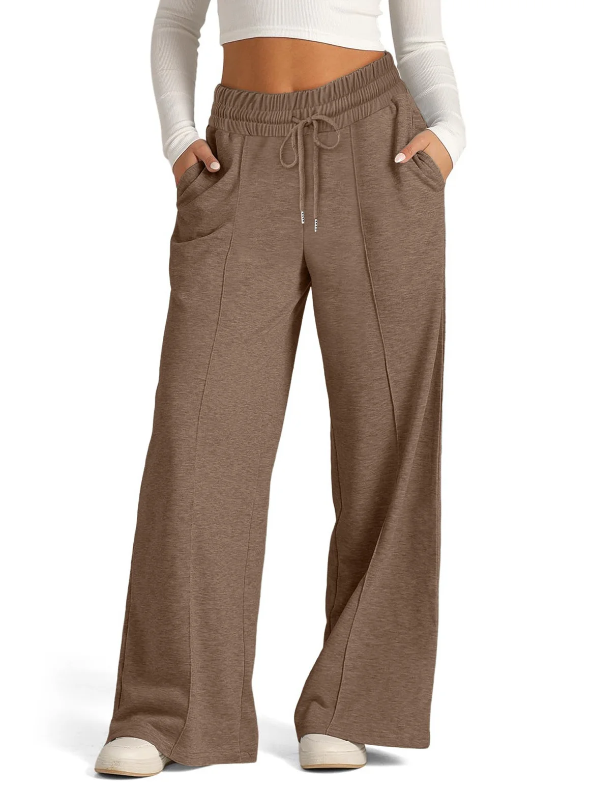 Women Casual Plain Loose Long Pants