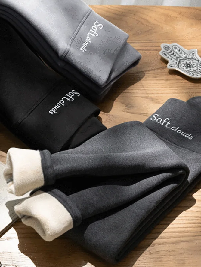 Casual Plain Basics Soft Clouds Fleece Leggings Ankle Pants Leggings