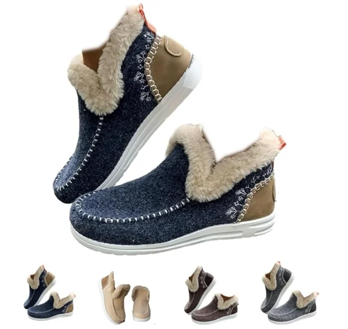 Casual Plain Plush Slip On Flat Heel Comfy Snow Boots