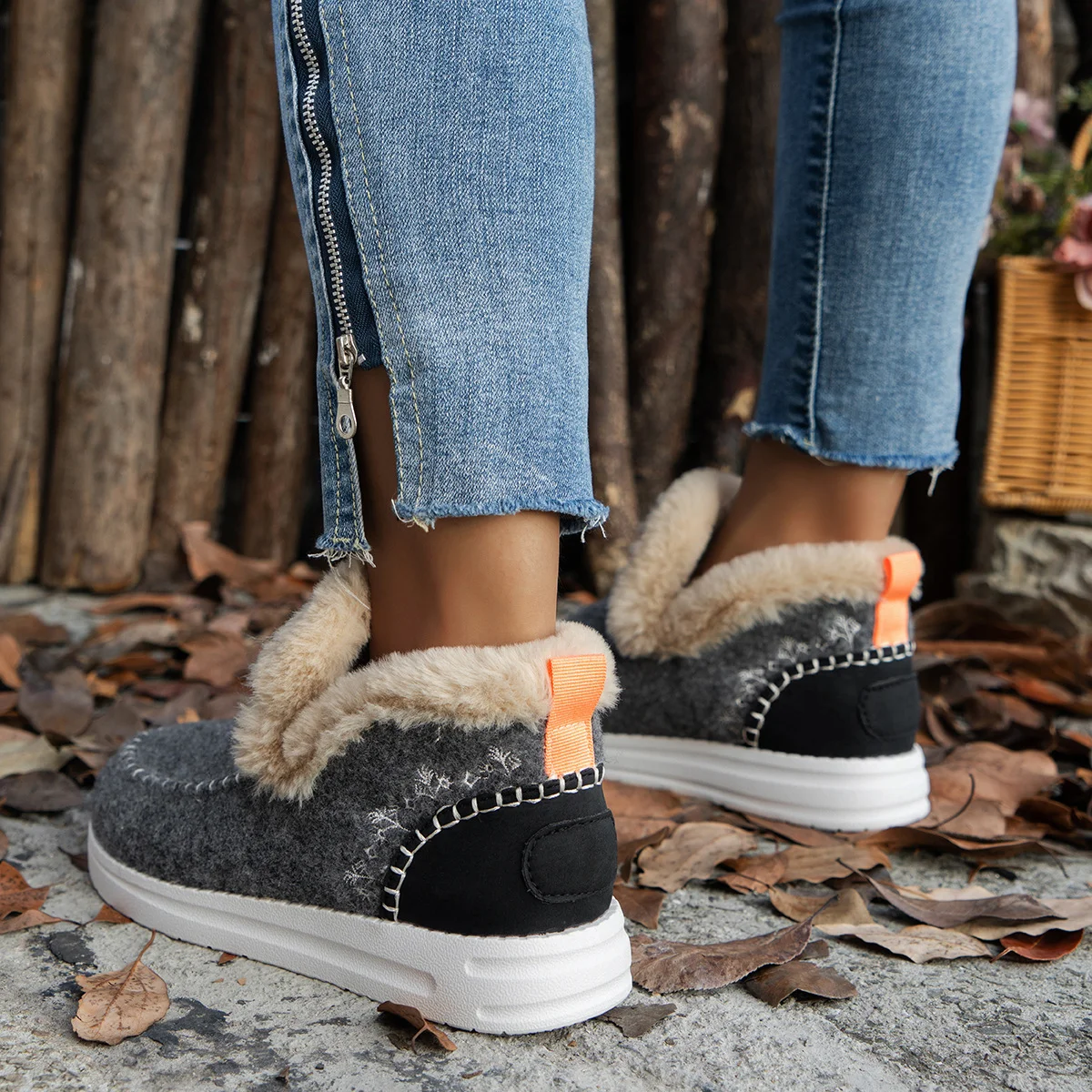 Casual Plain Plush Slip On Flat Heel Comfy Snow Boots