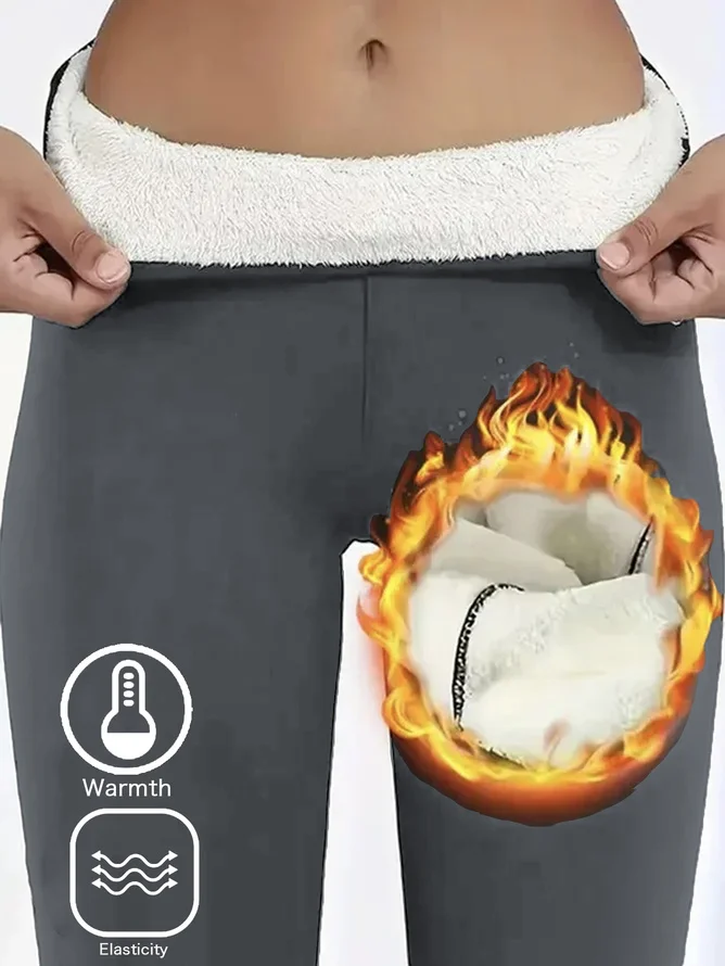 Casual Basics Fleece Plain Skinny Soft Clouds Ankle Pants Leggings