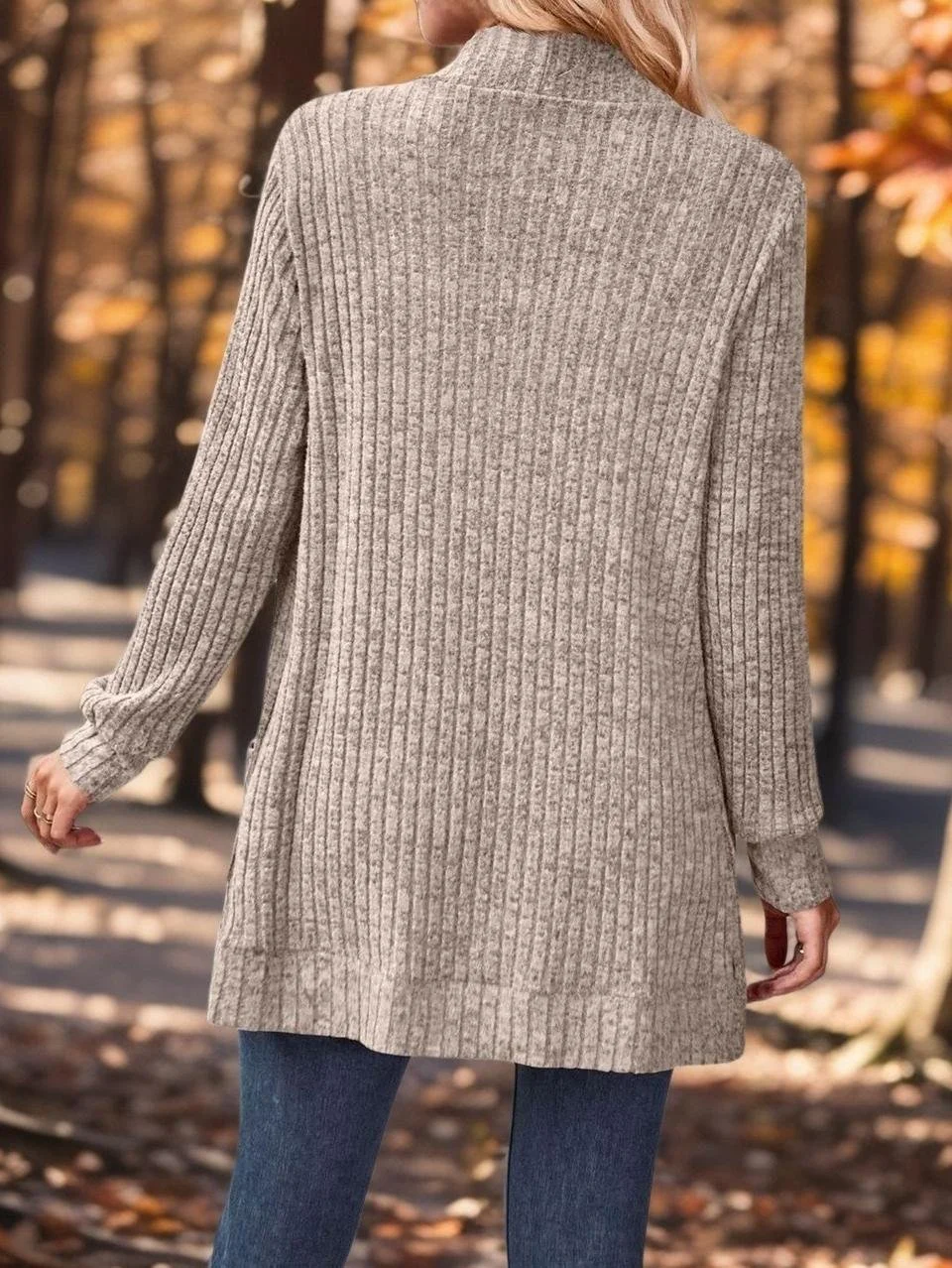 Women Plain Long Sleeve Comfy Casual Cardigan