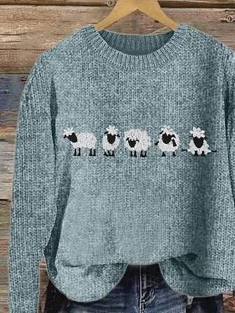 Women Knitted Animal Long Sleeve Comfy Casual Sweater