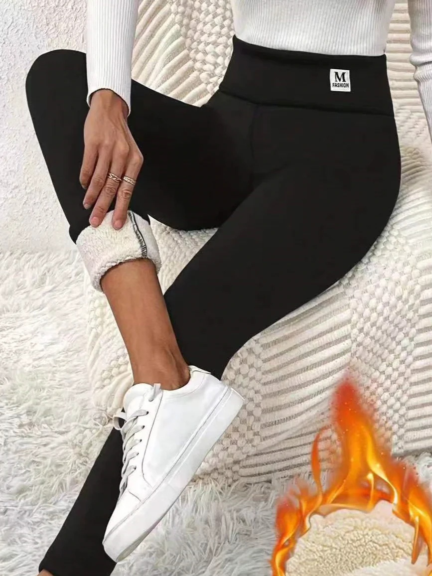 Casual Plain Soft Clouds Fleece Long Leggings