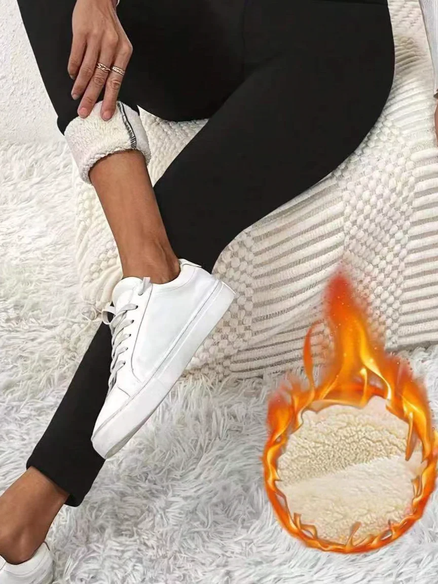 Casual Plain Soft Clouds Fleece Long Leggings