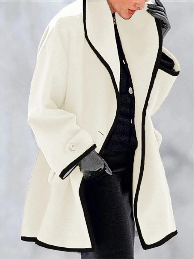 Women's Color Block Pocket Stitching Regular Loose Coat