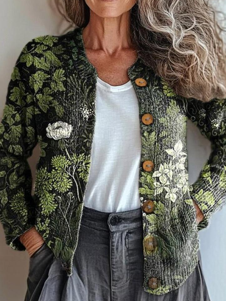 Women Knitted Ethnic Long Sleeve Comfy Vintage Cardigan