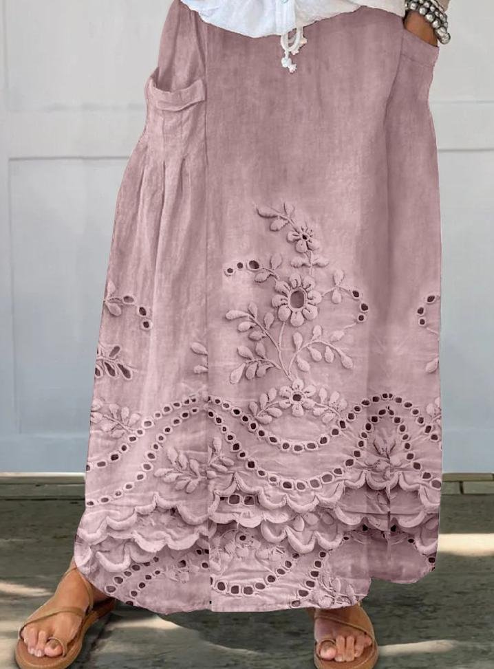 Vintage 3D Printing A-Line Mid Waist Maxi Skirt