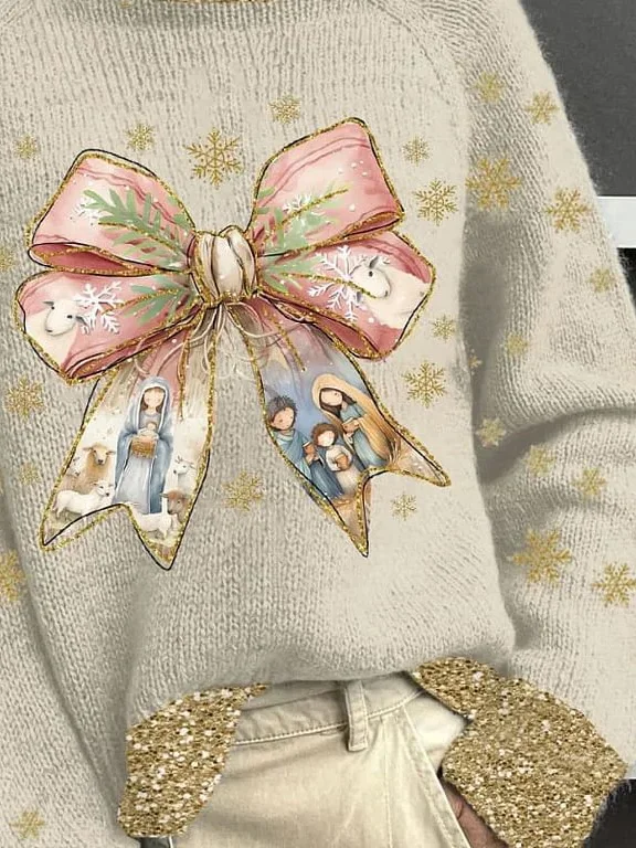 Casual Turtleneck Butterfly Sweatshirt