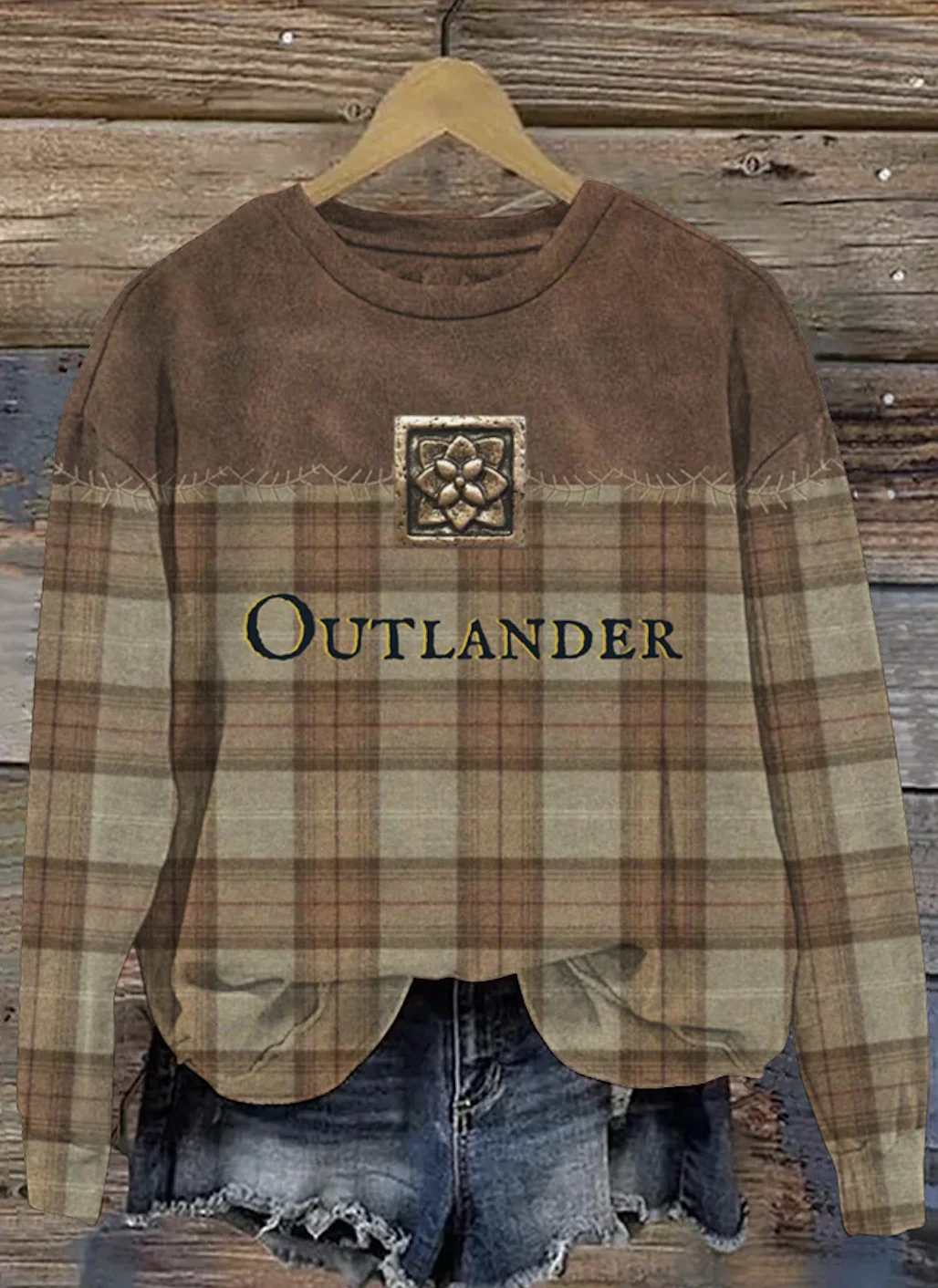 Casual Vintage Hoodie Plaid Print Hoodie