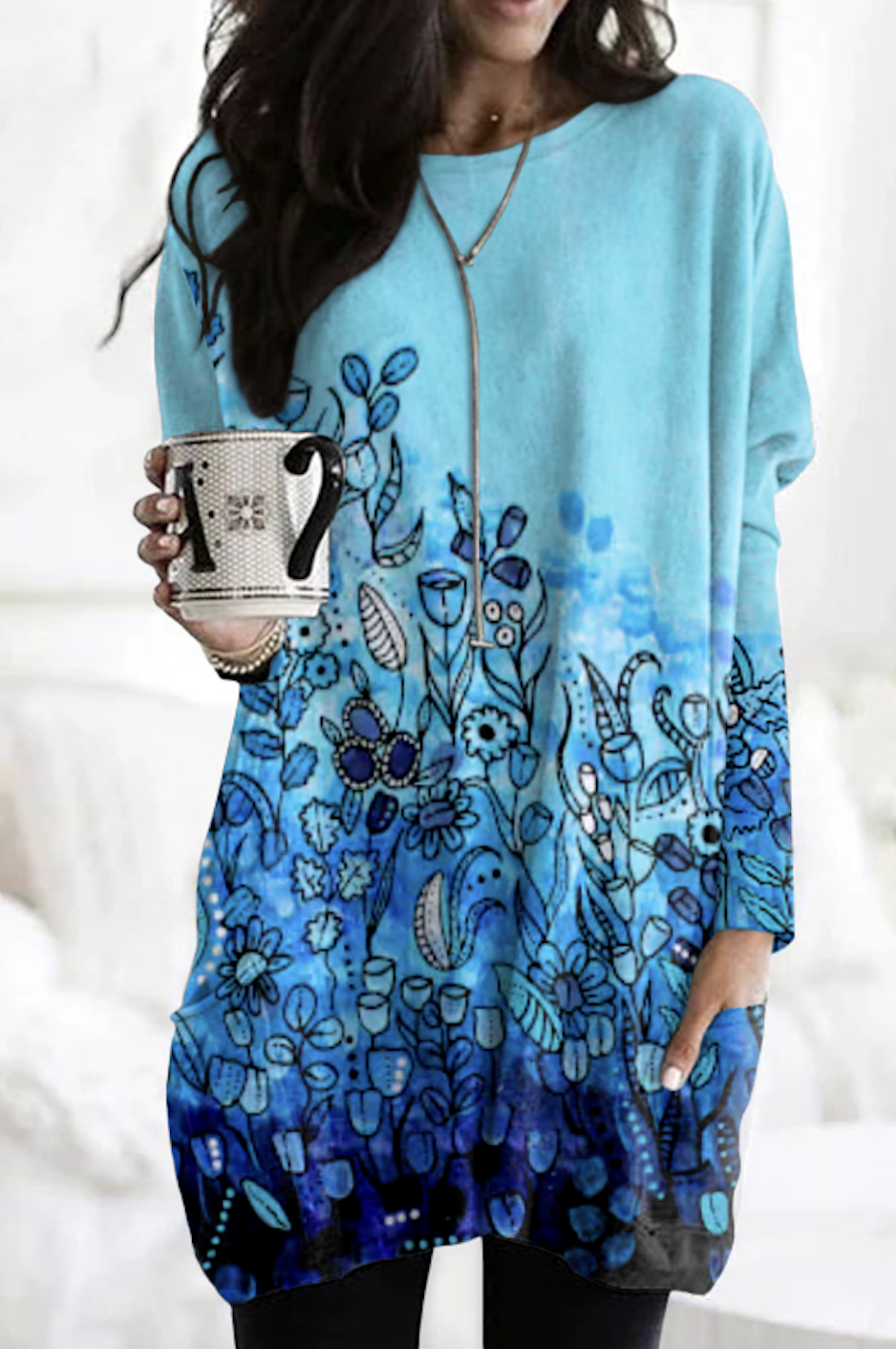 Vintage Geometric Crew Neck Long Sleeve T-shirt