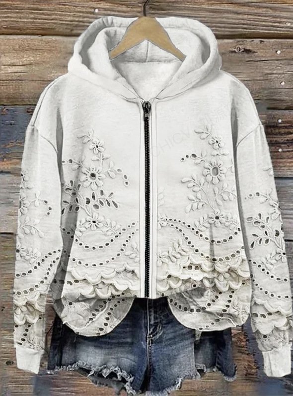 Casual Hooded Floral Hoodie