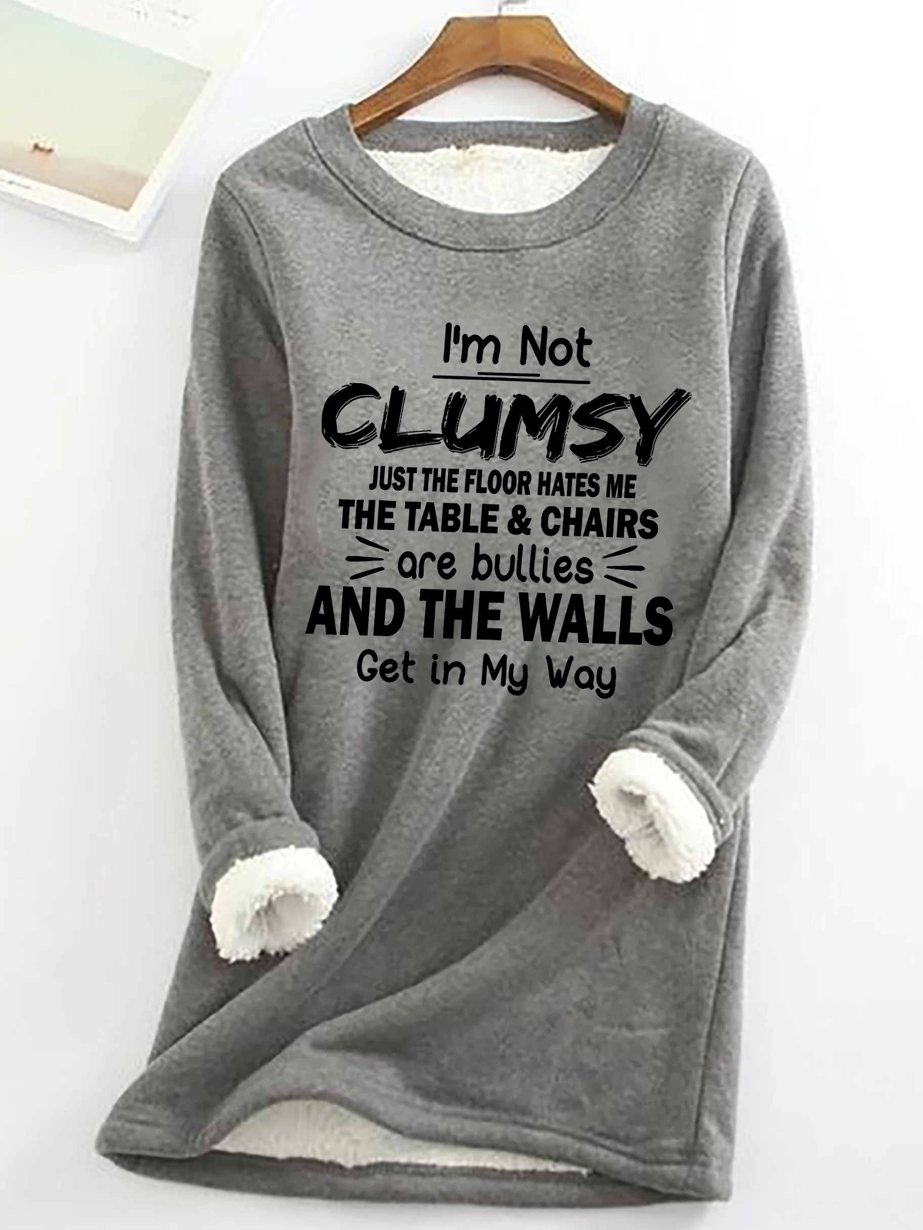 Casual Crew Neck Text Letters Sweatshirt