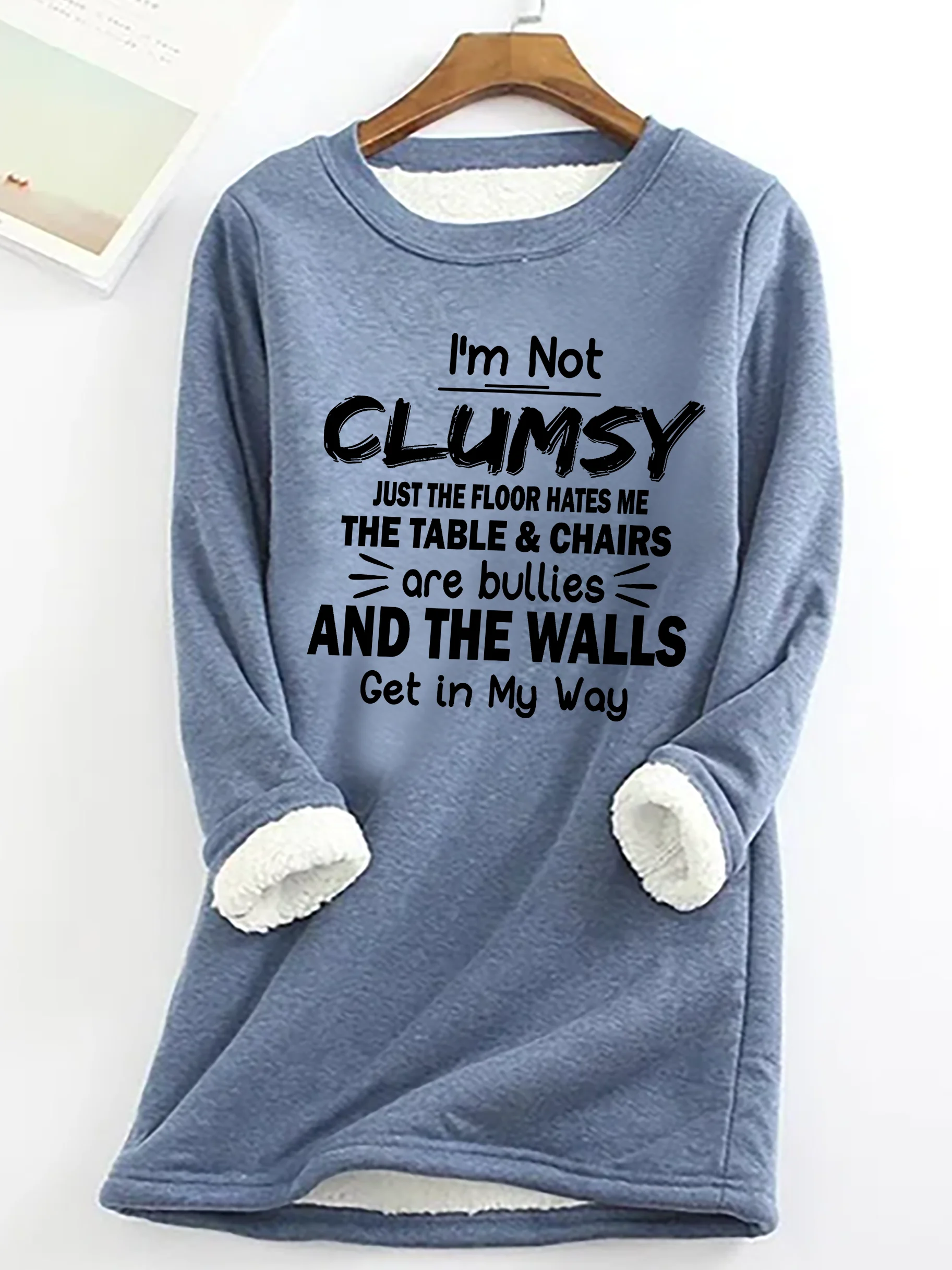 Casual Crew Neck Text Letters Sweatshirt