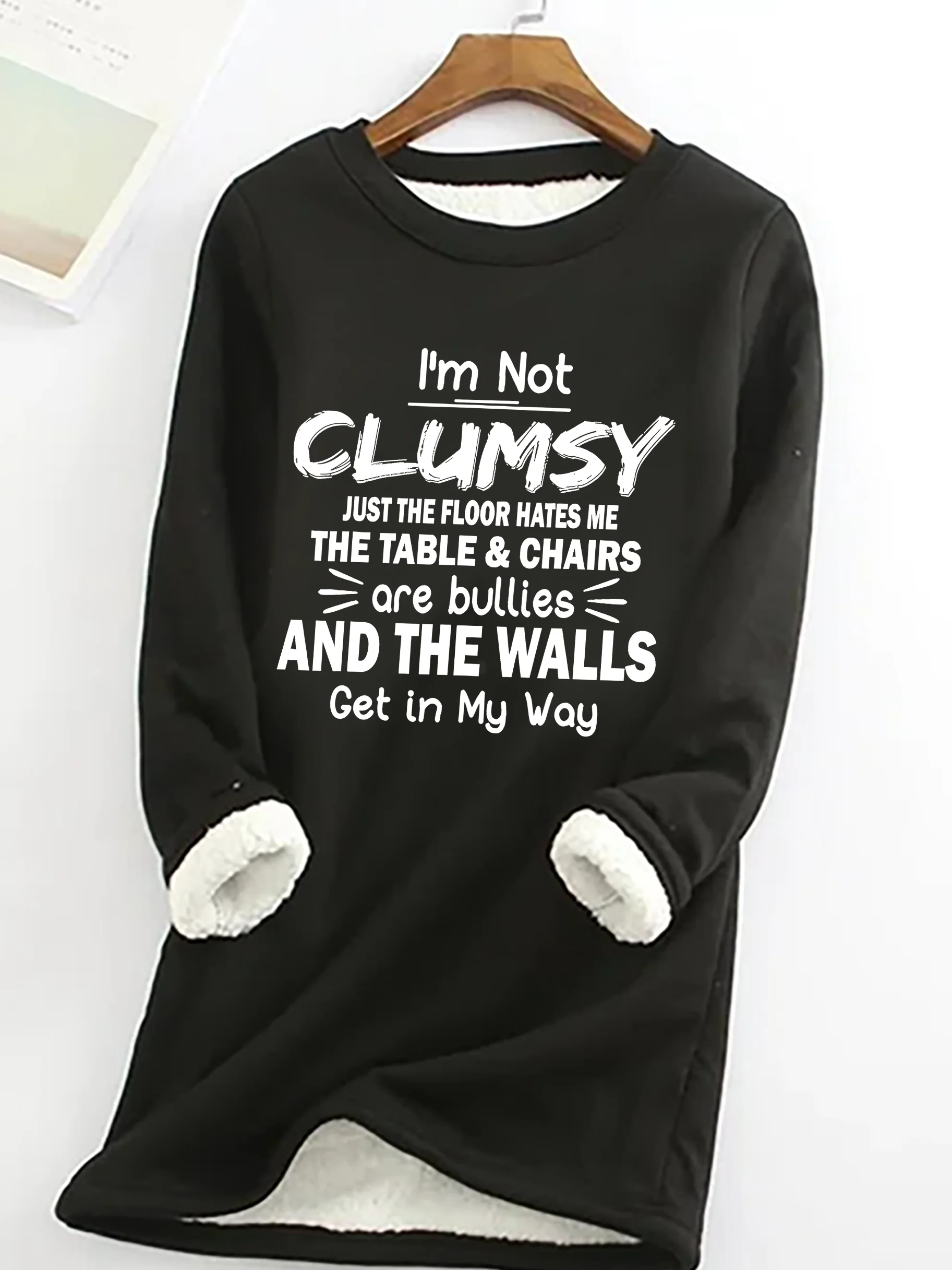 Casual Crew Neck Text Letters Sweatshirt
