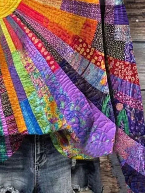 Casual Colorful Sun Pattern Comfy Hoodie