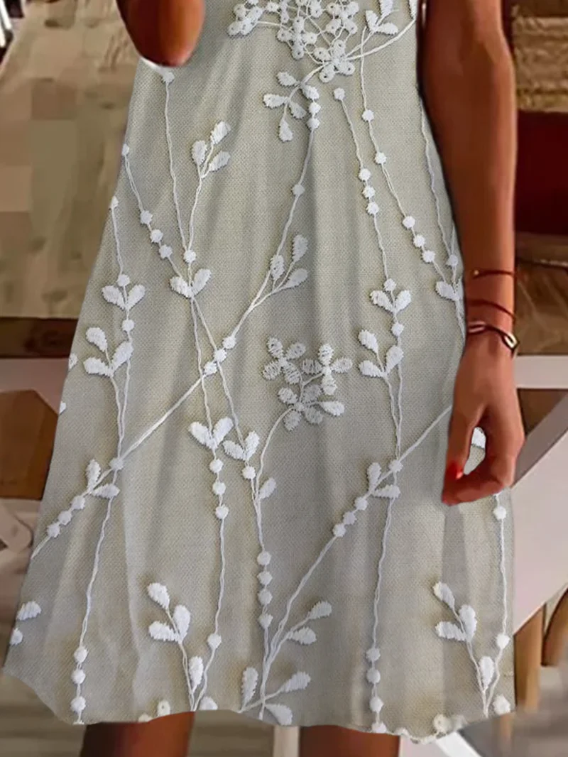 Women Floral V Neck Short Sleeve Comfy Casual Printing Knee Length Dress