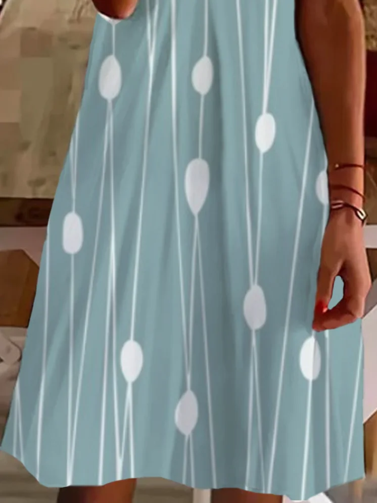 Women Striped V Neck Short Sleeve Comfy Casual Printing Knee Length Dress