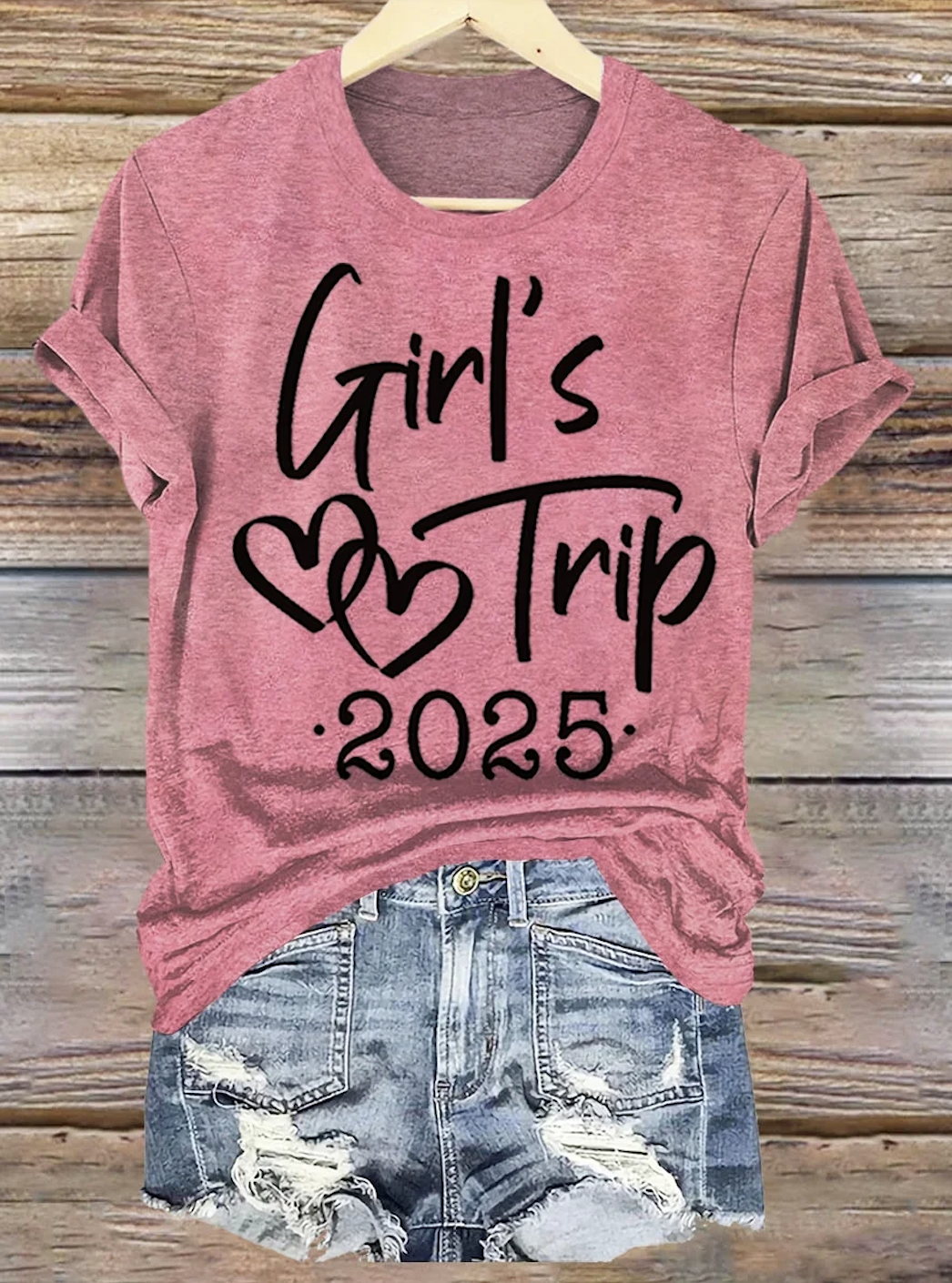 Casual Text Letters Crew Neck Short Sleeve T-shirt