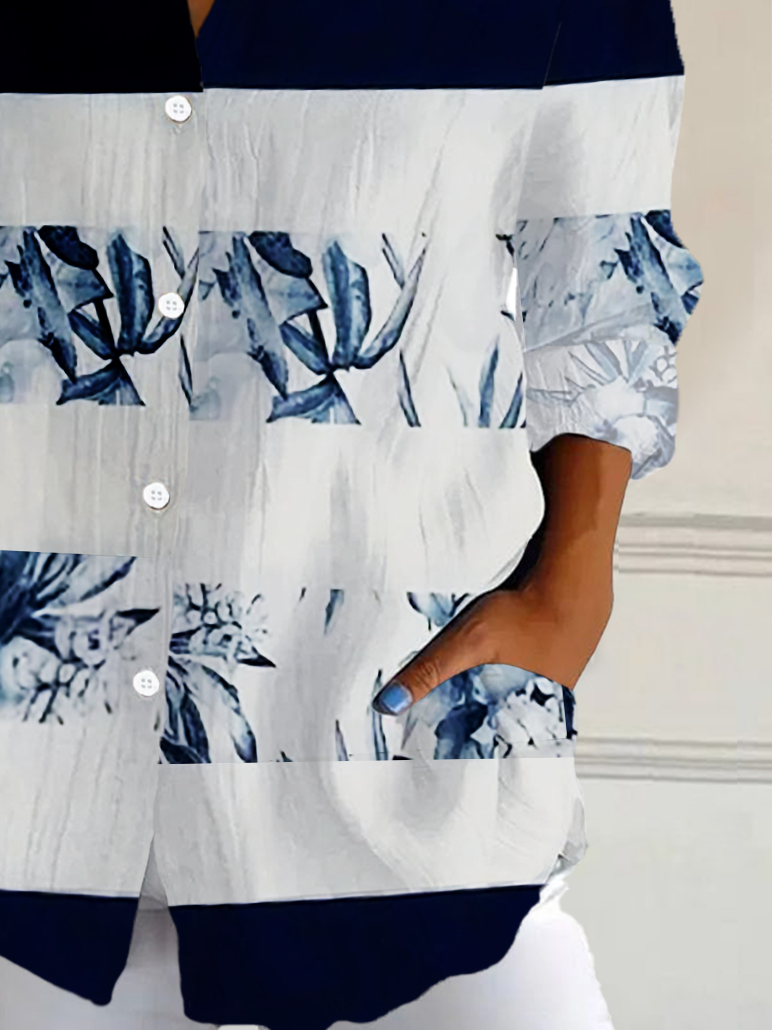 Shirt Collar Long Sleeve Striped Buckle Regular Loose Button Up Shirt Shirt For Women