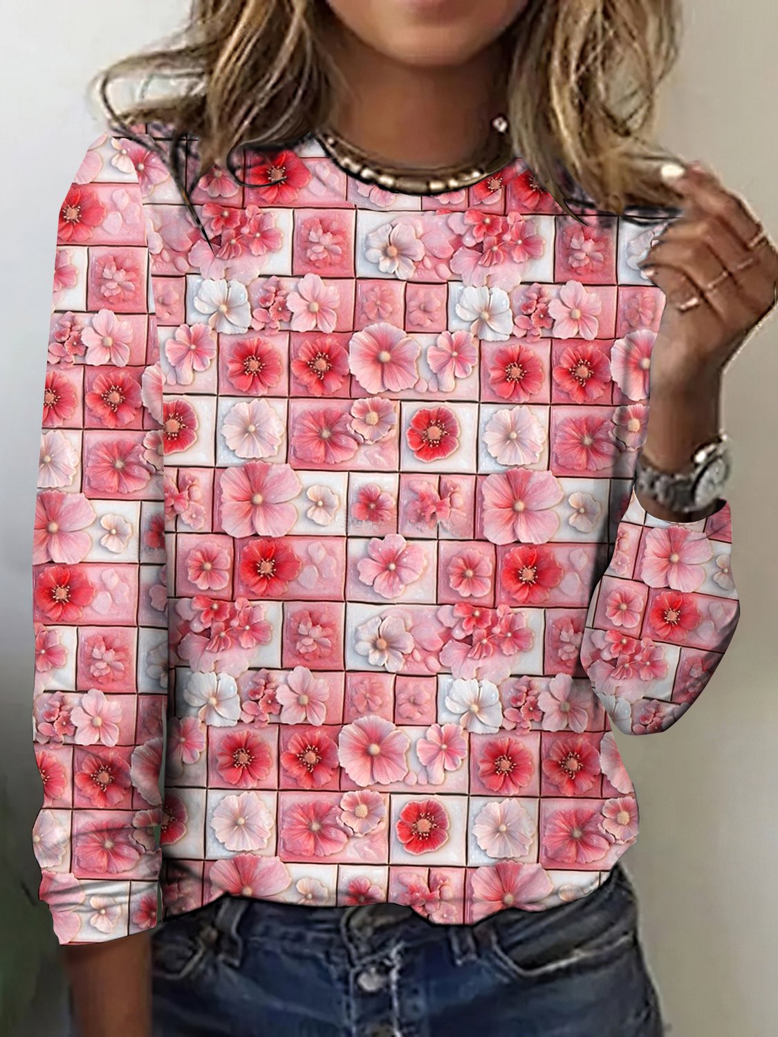 Casual Floral Crew Neck Short Sleeve T-shirt