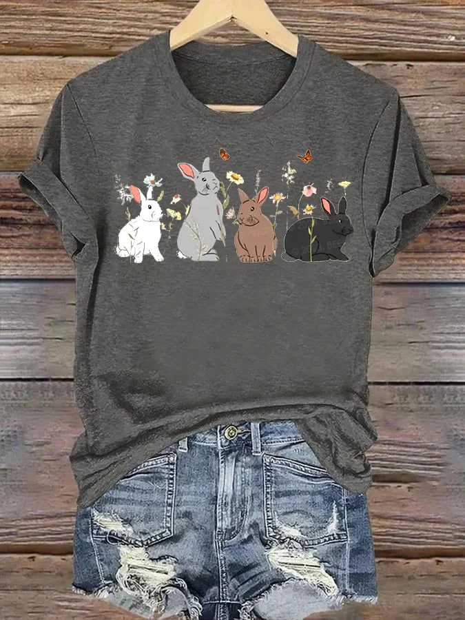 Casual Animal Crew Neck Short Sleeve T-shirt