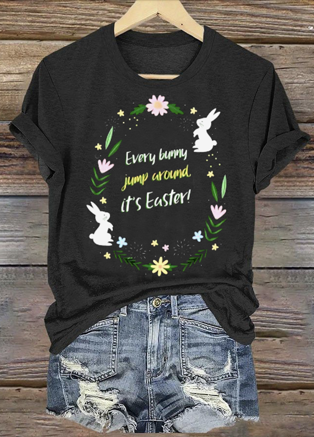 Casual Floral Crew Neck Short Sleeve T-shirt