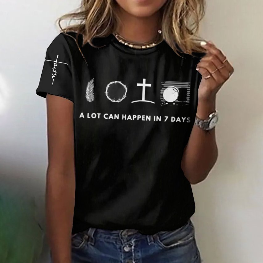 Casual Geometric Crew Neck Short Sleeve T-shirt