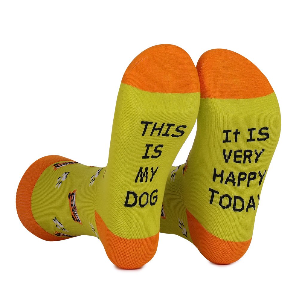 Cute animals, cats and dogs, color blocked mid-term cotton socks