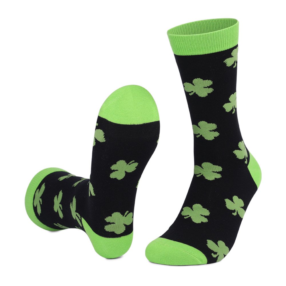 Clover Jacquard St. Patrick's Day Thick Medium Tube Cotton Socks