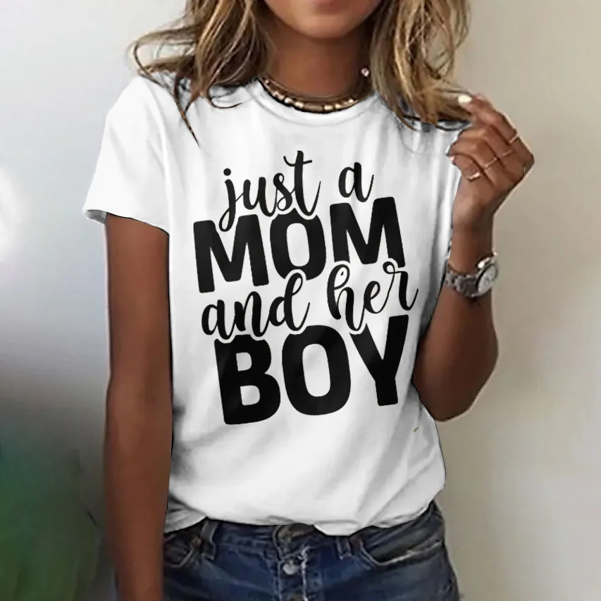 Casual Text Letters Crew Neck Short Sleeve T-shirt