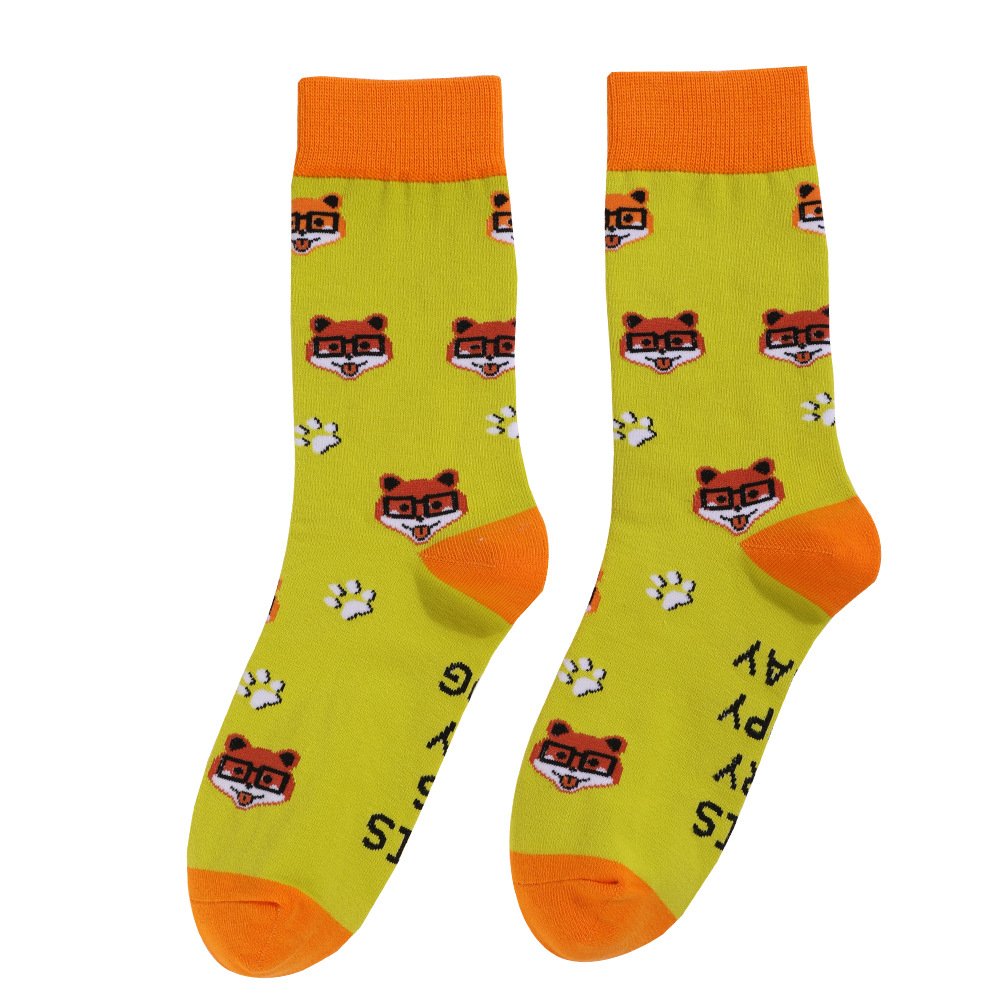 Cute animals, cats and dogs, color blocked mid-term cotton socks