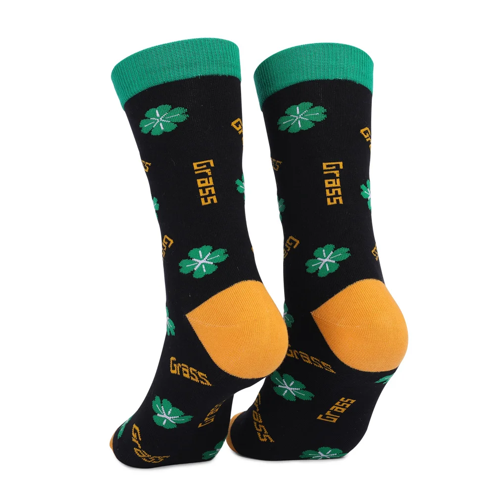 Clover Jacquard St. Patrick's Day Thick Medium Tube Cotton Socks