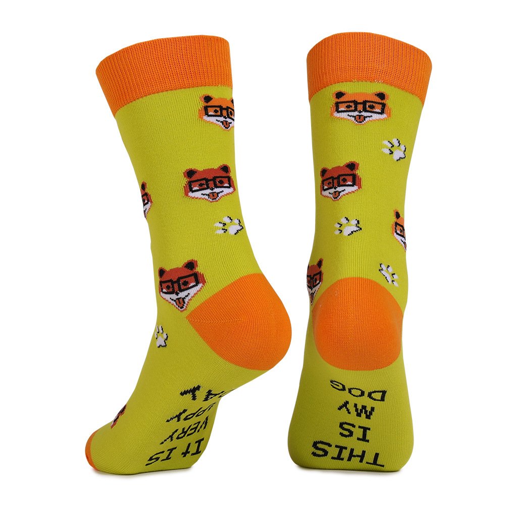 Cute animals, cats and dogs, color blocked mid-term cotton socks