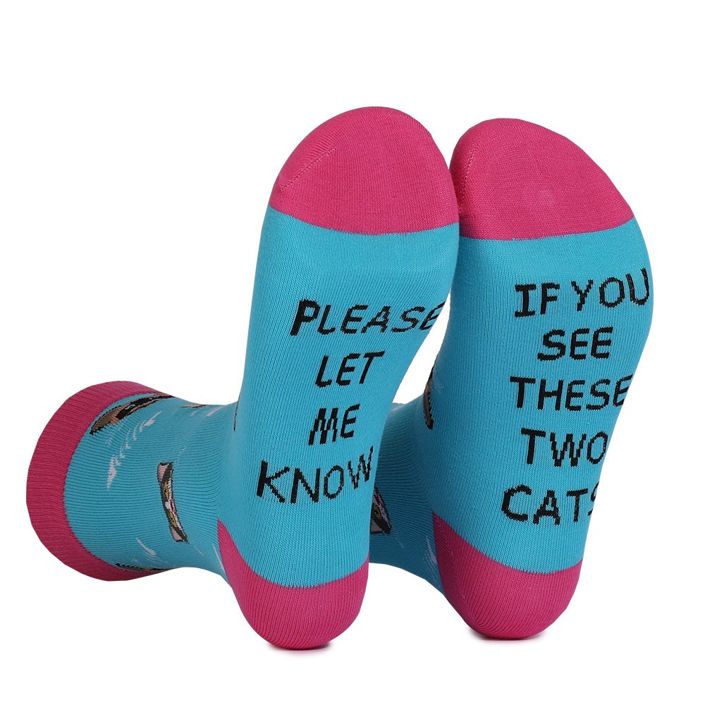 Cute animals, cats and dogs, color blocked mid-term cotton socks
