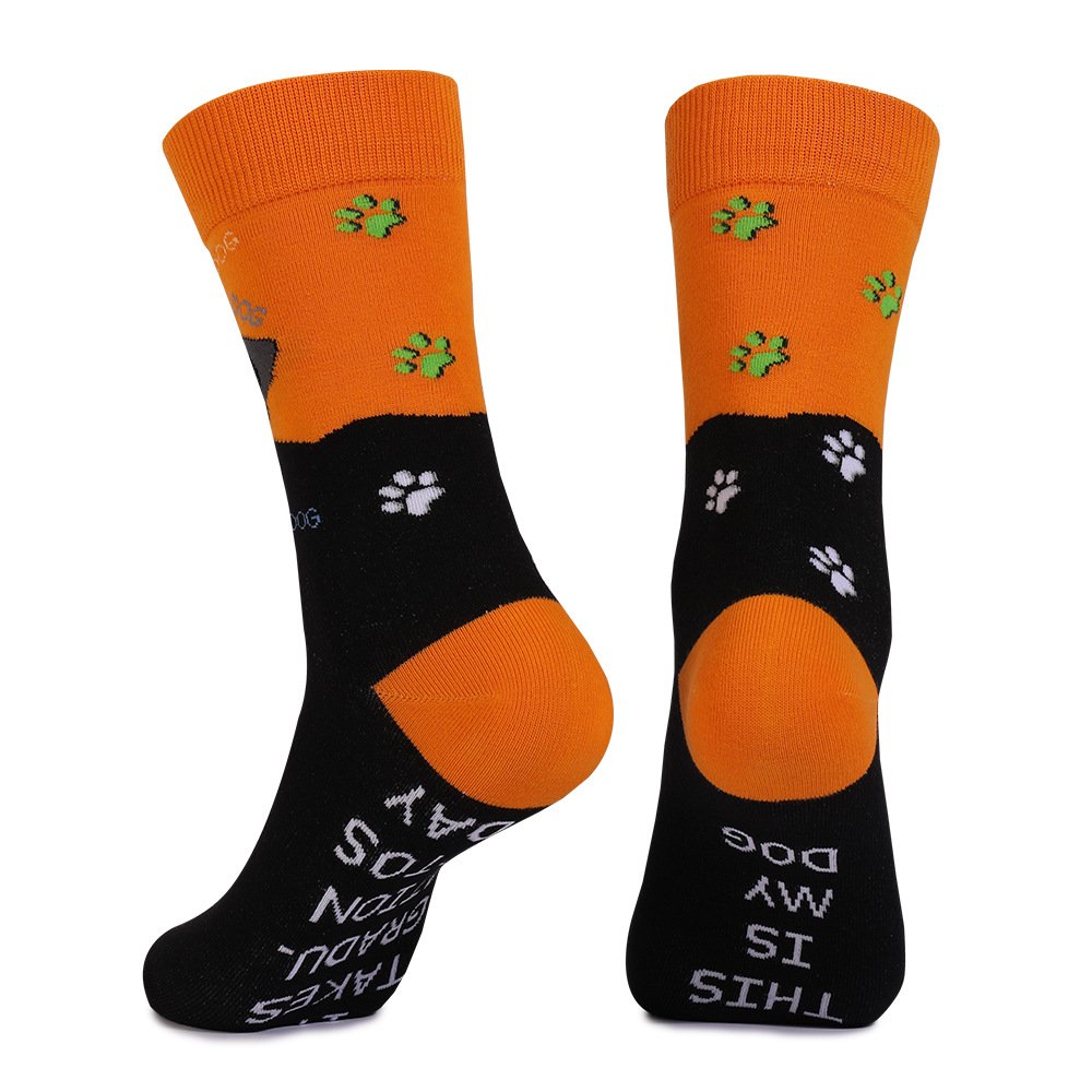 Cute animals, cats and dogs, color blocked mid-term cotton socks