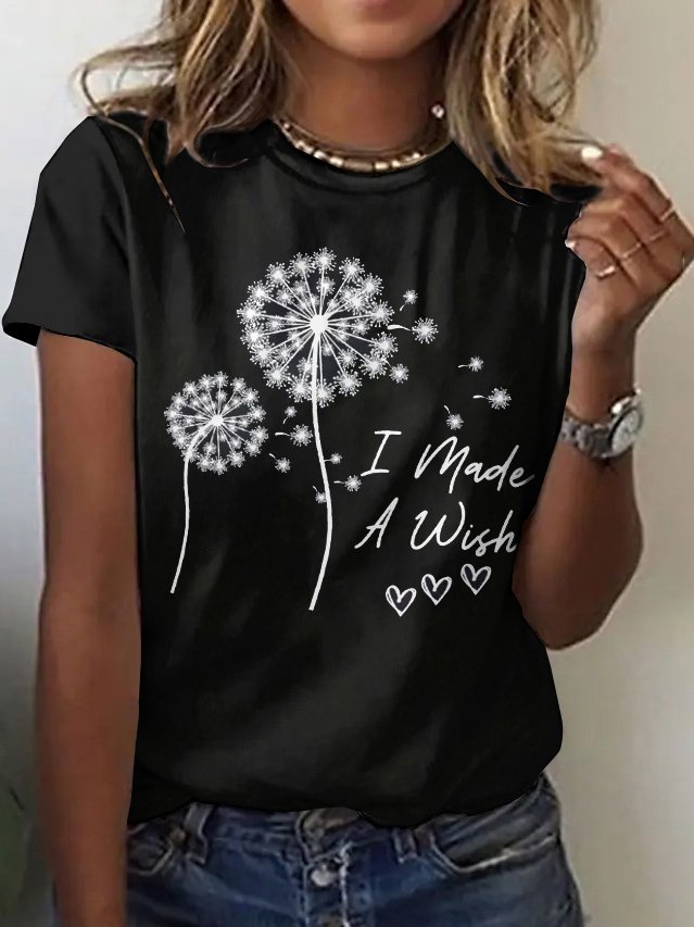 Casual Floral Crew Neck Short Sleeve T-shirt
