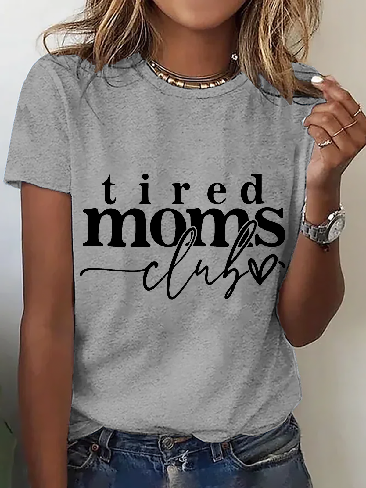 Casual Text Letters Crew Neck Short Sleeve T-shirt