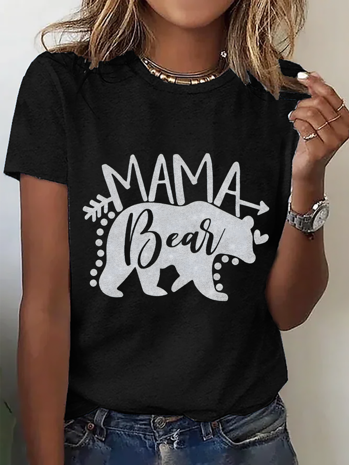 Casual Text Letters Crew Neck Short Sleeve T-shirt